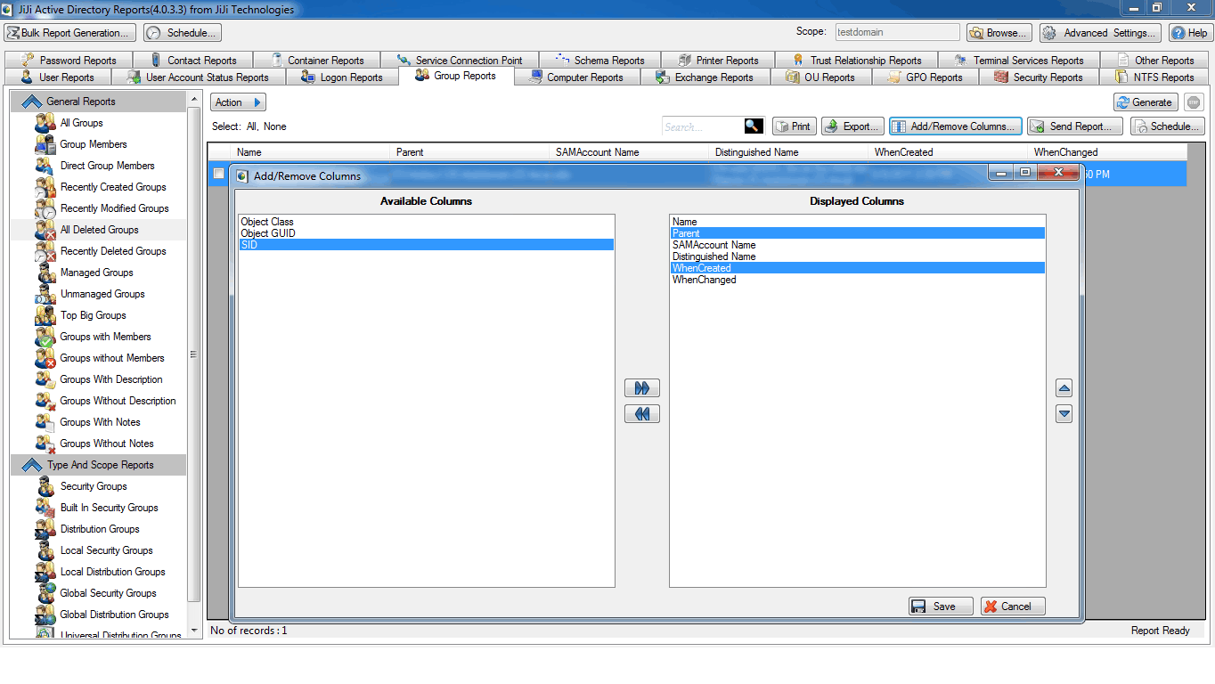 Active Directory Deleted Groups Report